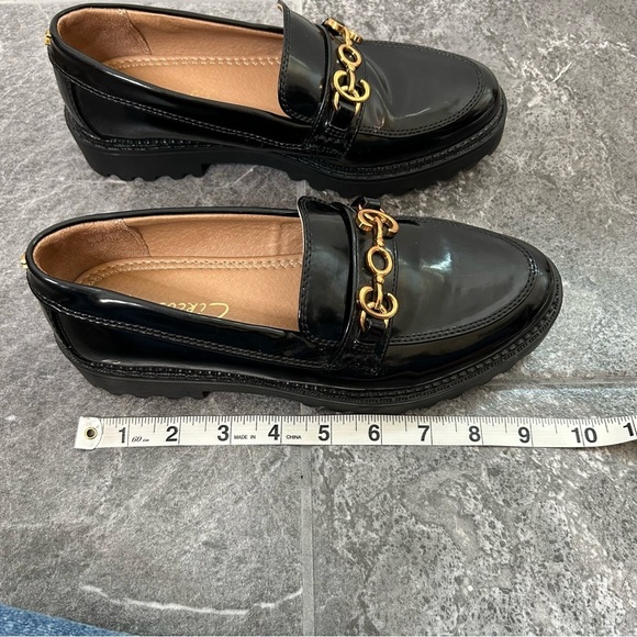 Sam Edelman Circus Black Patent Chunky Loafer Horse Bit Faux Leather Size 6 - Picture 13 of 16